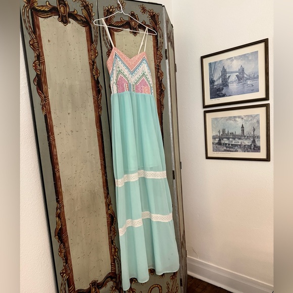 Flying Tomato Maxi Dress - Aqua, Pink, and White - Picture 2 of 8